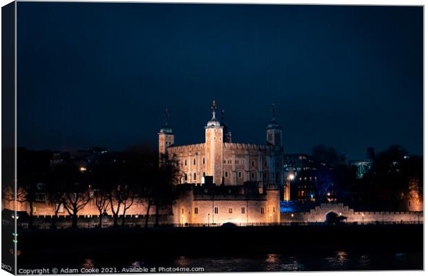 Tower of London | By Night Canvas Print by Adam Cooke