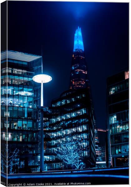 The Shard | London | By Night Canvas Print by Adam Cooke