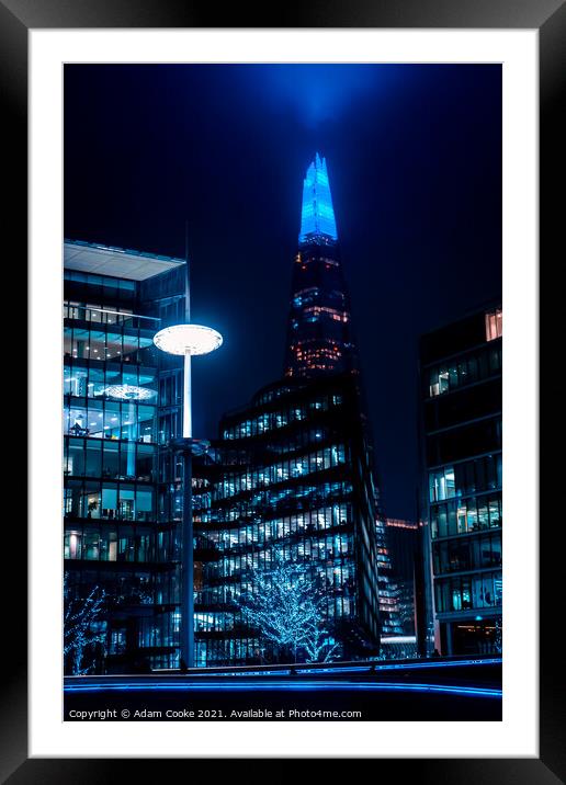 The Shard | London | By Night Framed Mounted Print by Adam Cooke
