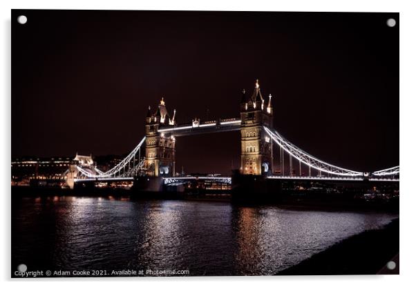 Tower Bridge | London | By Night Acrylic by Adam Cooke