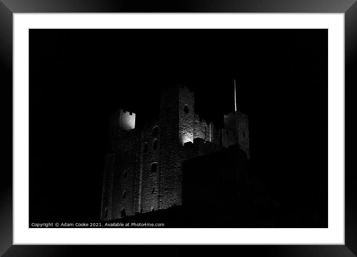 Rochester Castle | Black and White Framed Mounted Print by Adam Cooke