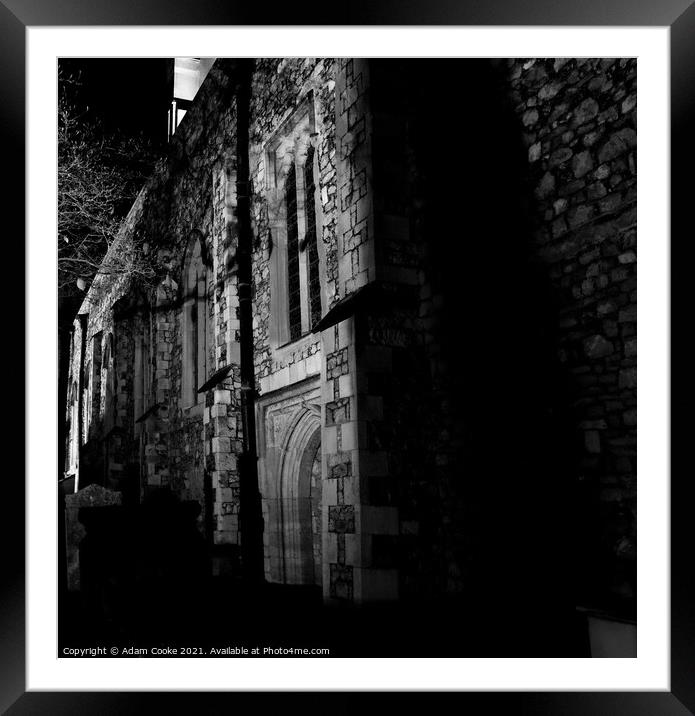Rochester Cathedral | Side Profiel | Black and Whi Framed Mounted Print by Adam Cooke