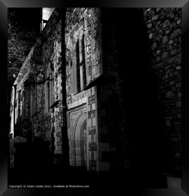 Rochester Cathedral | Side Profiel | Black and Whi Framed Print by Adam Cooke