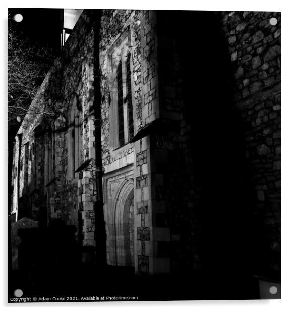 Rochester Cathedral | Side Profiel | Black and Whi Acrylic by Adam Cooke