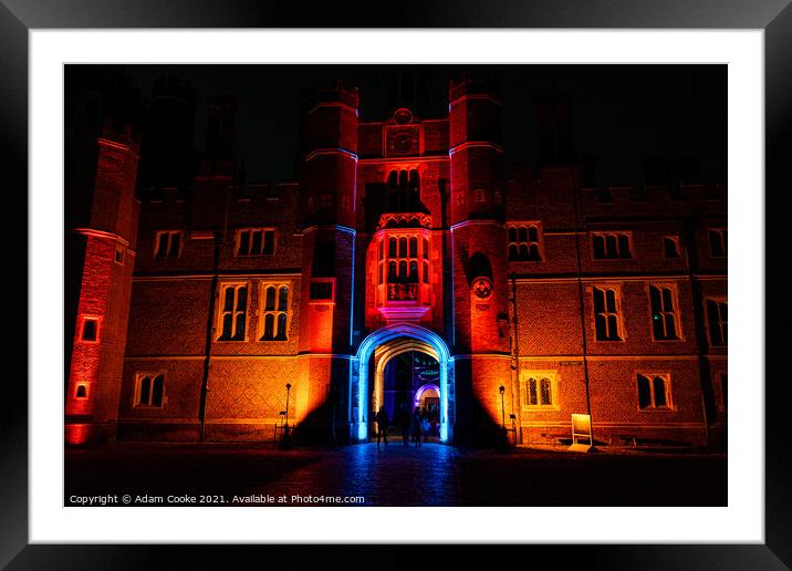 Hampton Court Palace | By Night Framed Mounted Print by Adam Cooke