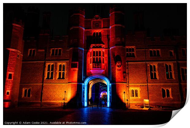 Hampton Court Palace | By Night Print by Adam Cooke