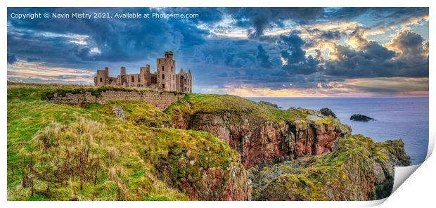 Slains Castle, Cruden Bay, Aberdeenshire Print by Navin Mistry