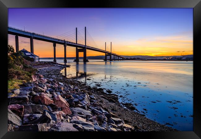 Moray Firth Winter Sunrise - Kessock Bridge Framed Print by John Frid