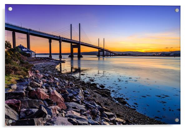 Moray Firth Winter Sunrise - Kessock Bridge Acrylic by John Frid