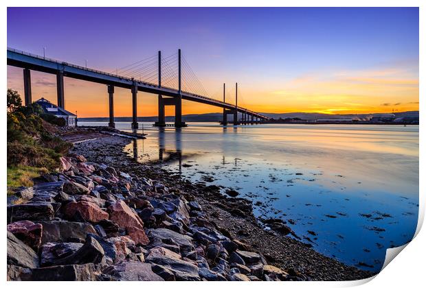 Moray Firth Winter Sunrise - Kessock Bridge Print by John Frid