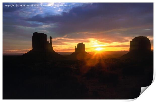 Majestic Sunrise in Monument Valley Print by Derek Daniel