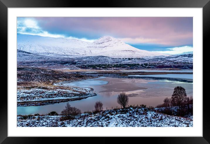 Loch Achanalt in winter Framed Mounted Print by John Frid
