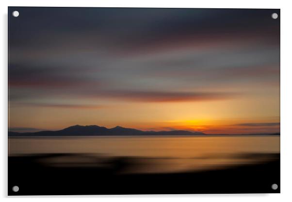 Dreamy sunset Isle of Arran Acrylic by Robert McCristall