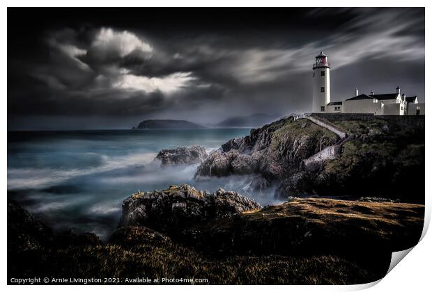 Dramatic Encounter of Storm and Lighthouse Print by Arnie Livingston