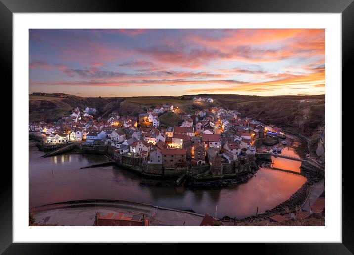 Staithes Sunrise Framed Mounted Print by David Semmens