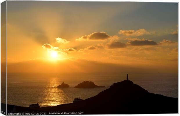 Cape Cornwall Sunset Canvas Print by Roy Curtis