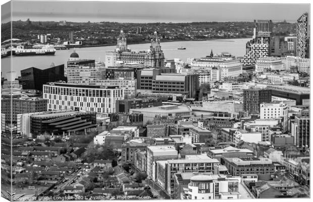 Liverpool City Centre from the tower of Cathedral Canvas Print by Phil Longfoot