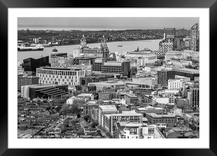 Liverpool City Centre from the tower of Cathedral Framed Mounted Print by Phil Longfoot