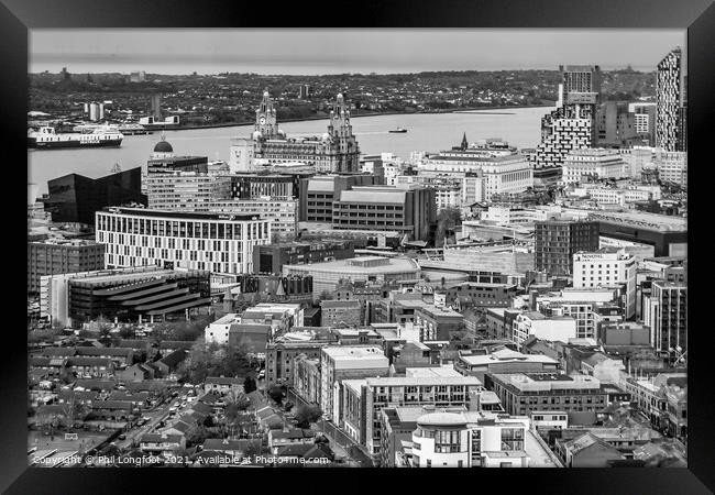 Liverpool City Centre from the tower of Cathedral Framed Print by Phil Longfoot