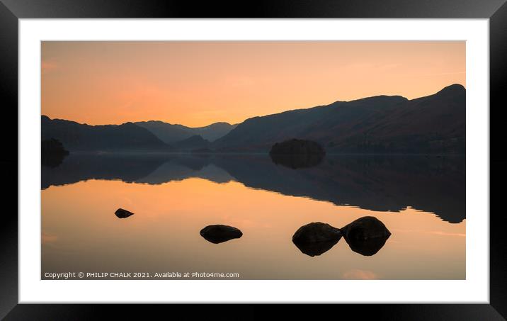 Sunset over Derwent water in the lake district 650 Framed Mounted Print by PHILIP CHALK