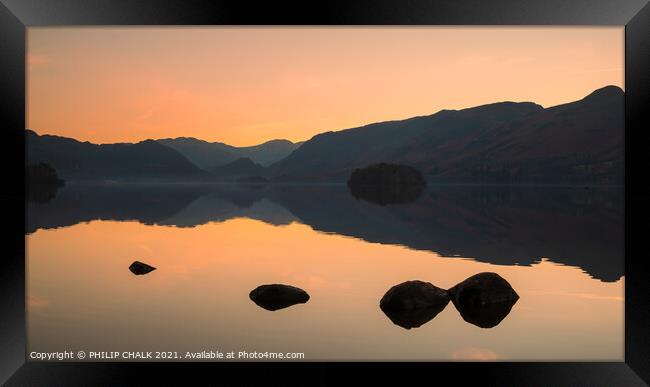 Sunset over Derwent water in the lake district 650 Framed Print by PHILIP CHALK