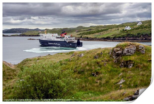 Ferry Turning to leave Tarbert, Isle of Harris Print by Kasia Design