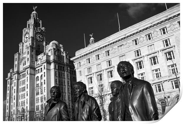 Beatles Statue and Liver Building  Print by Darren Galpin