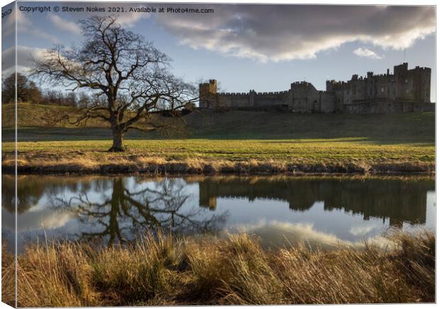 Majestic Alnwick Castle at Sunset Canvas Print by Steven Nokes