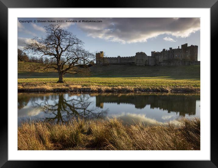 Majestic Alnwick Castle at Sunset Framed Mounted Print by Steven Nokes