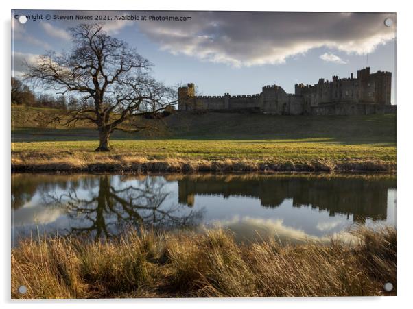 Majestic Alnwick Castle at Sunset Acrylic by Steven Nokes