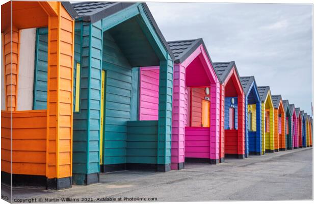 Colourful beach huts at Saltburn-by-the-Sea Canvas Print by Martin Williams