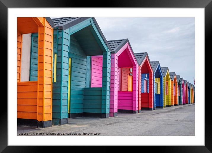 Colourful beach huts at Saltburn-by-the-Sea Framed Mounted Print by Martin Williams