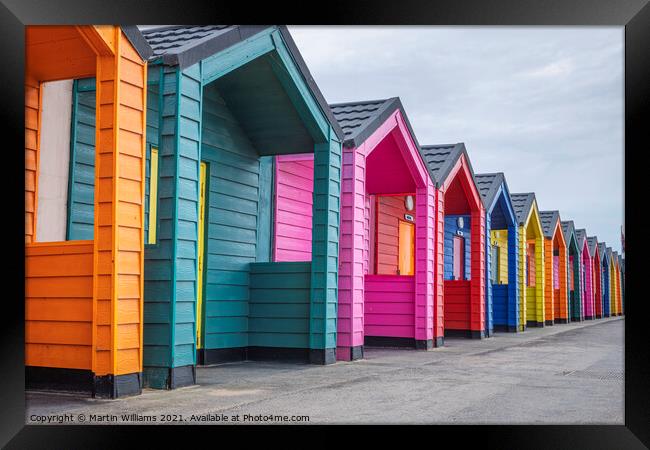 Colourful beach huts at Saltburn-by-the-Sea Framed Print by Martin Williams