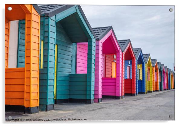 Colourful beach huts at Saltburn-by-the-Sea Acrylic by Martin Williams