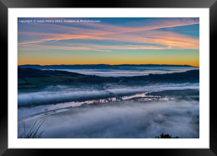 Mist over the River Tay, Perth Framed Mounted Print by Navin Mistry