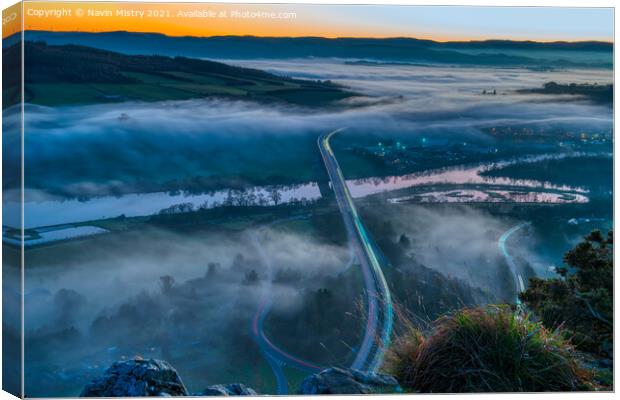 Mist over the River Tay, Perth Canvas Print by Navin Mistry