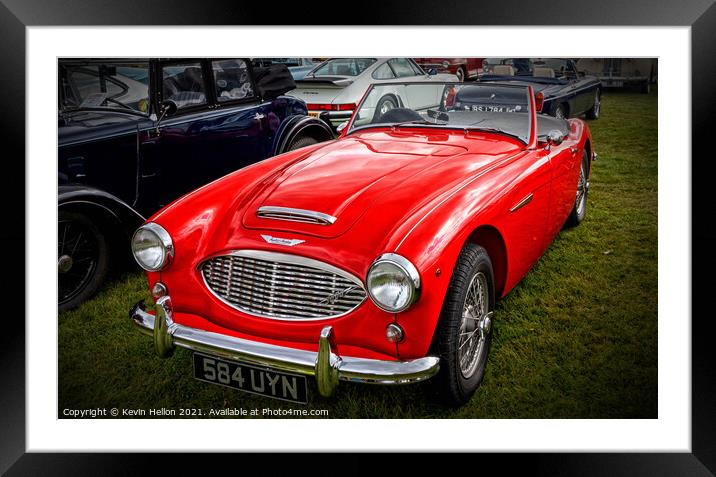 Red Austin Healey 3000 sports car Framed Mounted Print by Kevin Hellon