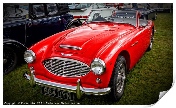 Red Austin Healey 3000 sports car Print by Kevin Hellon