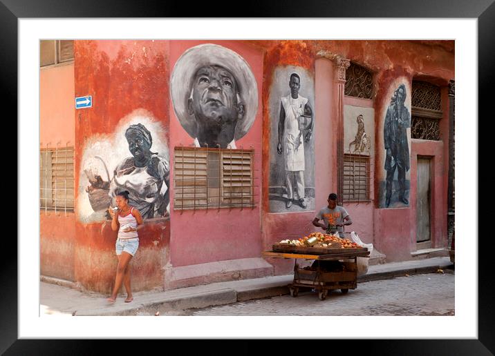 murals in Havana Framed Mounted Print by peter schickert