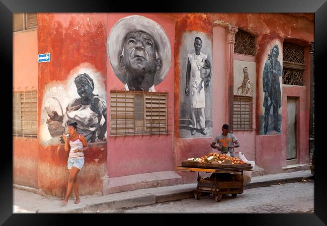 murals in Havana Framed Print by peter schickert