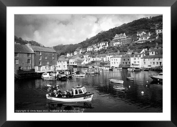 Polperro Harbour Framed Mounted Print by Chris Rose