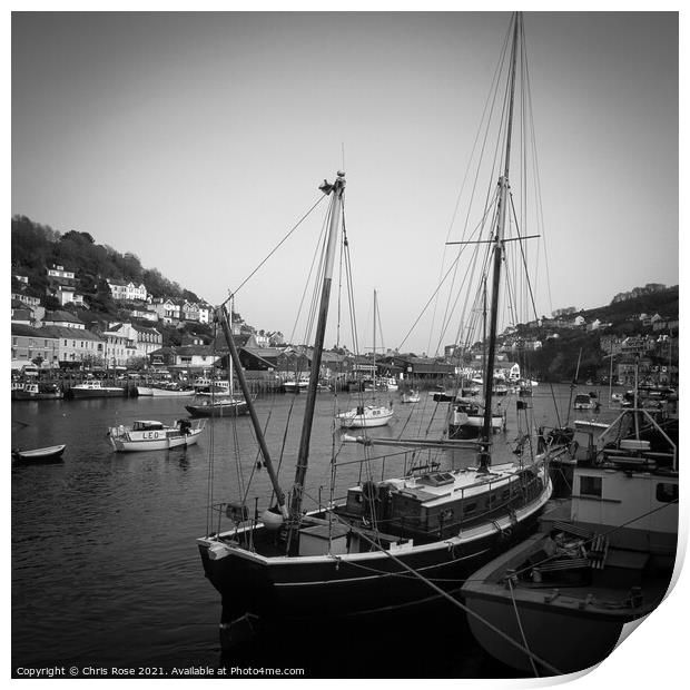 Looe, boats in the harbour Print by Chris Rose