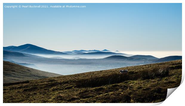 Snowdonia Hills Cloud Inversion Wales Print by Pearl Bucknall