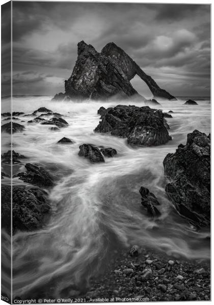 Stormy Day at Bow Fiddle Rock Canvas Print by Peter O'Reilly