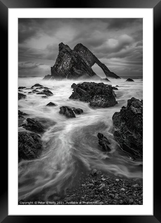 Stormy Day at Bow Fiddle Rock Framed Mounted Print by Peter O'Reilly