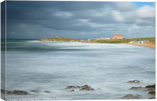 Windy Day at Fistral Canvas Print by Roy Curtis
