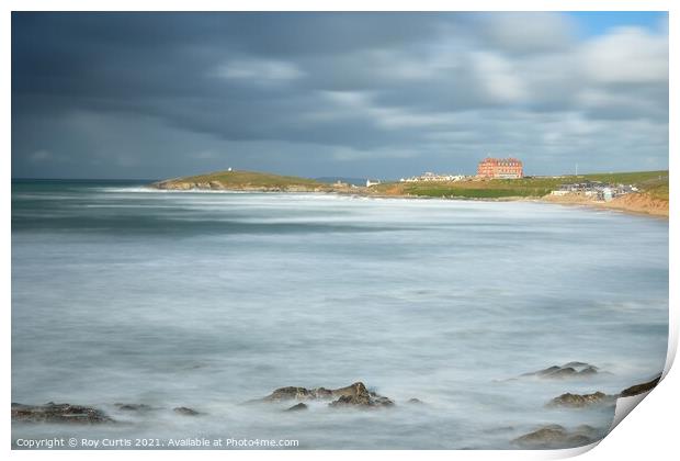 Windy Day at Fistral Print by Roy Curtis