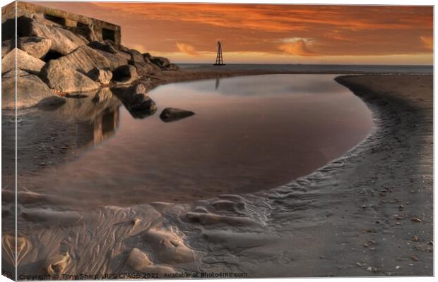 RYE HARBOUR ENTRANCE AT LOW TIDE Canvas Print by Tony Sharp LRPS CPAGB