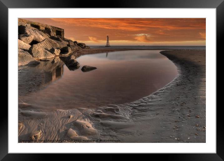 RYE HARBOUR ENTRANCE AT LOW TIDE Framed Mounted Print by Tony Sharp LRPS CPAGB