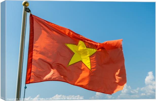 Close up of the red Vietnam National Flag with a gold star in the middle Canvas Print by SnapT Photography